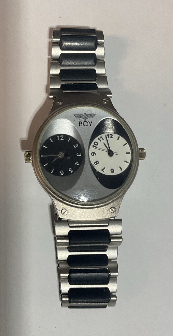Vintage Boy London, Dual Face Watch Stainless Steel 8 in New Battery Installed